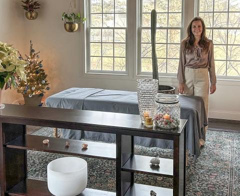 Talisman Healing owner, Ashley Nickel, in her session space at her farmhouse on Eagleson Road.