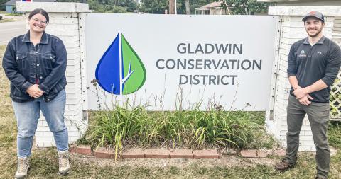 Morah Ranke (left) will take over for Zack Bates at the Gladwin County Conservation District next week. Bates is leaving his post to pursue a Master’s Degree at Humboldt State University in California. GLADWIN