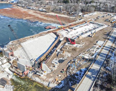 Aerial view of Secord Dam from earlier this year.