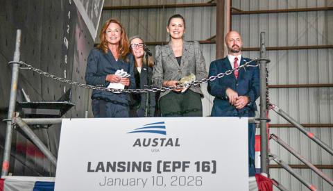 Whitmer attends christening ceremony for USNS Lansing