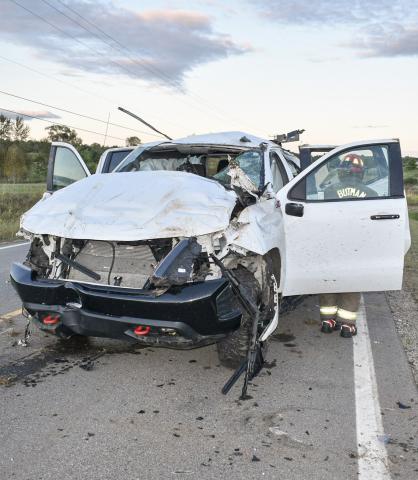 This 2021 Chevy Silverado was involved in a single vehicle, personal injury rollover crash Sunday in Butman Township.