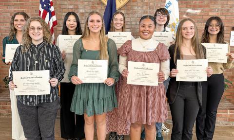 John Alden Chapter Good Citizens pictured in back row, left to right are: Audrey Schmidt, Angelina Chen, Payten Coggins, Carrie Cutshall and Jazlyn Steins. Pictured in front row, left to right: Jocelyn Balliet, Brielle Coffey, Miraya Hunter and Hope Van Tiem.