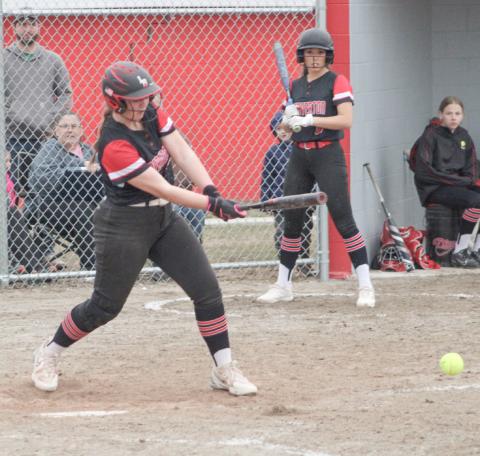 Beaverton’s Brooke Remer puts the ball in play during a game earlier this season.