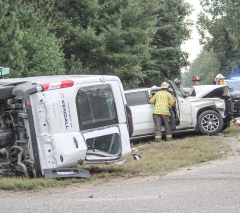 Two vehicle crash at Howard and River roads intersection