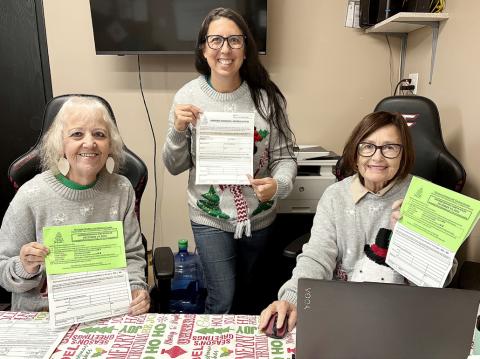 The Christmas Kindness Office gals pictured from left to right are: Brenda Povey, Amanda Trent, and Carolyn McNamara.