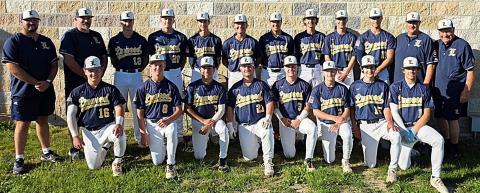 Pictured is the 2026 Linwood Post 239 American Legion Baseball Team. In the back row: coaches Hunter Merillat and Josh Higgins; Brady Vrable, Brady Bowen, Dakota Inda, Kaden Gerzseny, Aydin VanEver, Robby Mularz, Carter McLaren, Nathan Foret, coaches Scott and Terry Brokoff. Front row: Ethan Helinski, Dominik Mulder, Jose Costilla, Liam Rump, Dane Alexander, Braxton Heuker, Brody Riedlinger, and Charlie Maze. Missing players are Brennen Pease and Walker Sian.