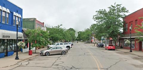 Pictured is downtown Beaverton showing trees to be removed.