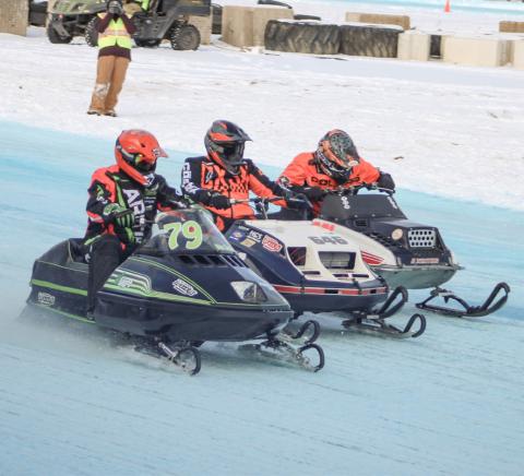 Vintage snowmobiles take to the blue ice Jan. 17