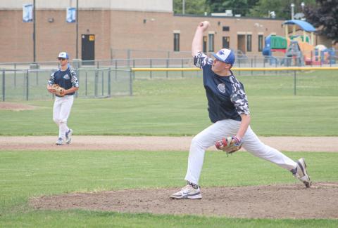 Karsen Reid delivers for the Gladwin Lightning during last weekends 31st Annual Bernard Barnes Baseball Invitational.