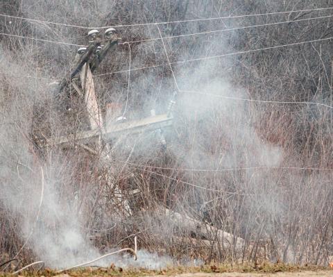 Accident brings down power lines on M-61