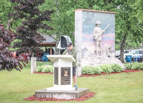 Pictured is Beaverton Mayor, Ray Nau, speaking at the Memorial Day event in 2024.
