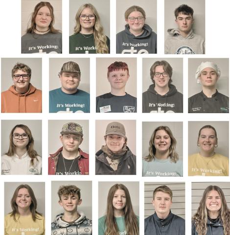 Pictured in row one: Zoe Maynard, Kerrigan Koch, Shelby Young, and Blayn Bigelow; row two: Cameron Clark, Trevor Hite, Sammi Mester, Braydan Walters, and Robert Hunt; row three: Kami Jacques, Shane Barnard, Kollin Lane, Maddison Fritz, and Sophie Lubs; row 4: Trisha Trinca, Logan Young, Kaydence Spencer, Caleb Halstead, and lzzabell Searfoss. Not pictured is Dylan Moore.