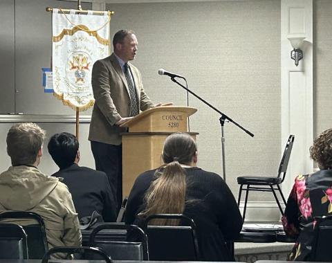 Chief Judge Joshua Farrell was one of the speakers at the final Legislative Breakfast of the year.