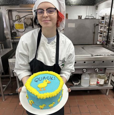 Beaverton student Emily McWilliams enhances her skills in the CTE Culinary Arts program, learning how to bake and decorate cakes.