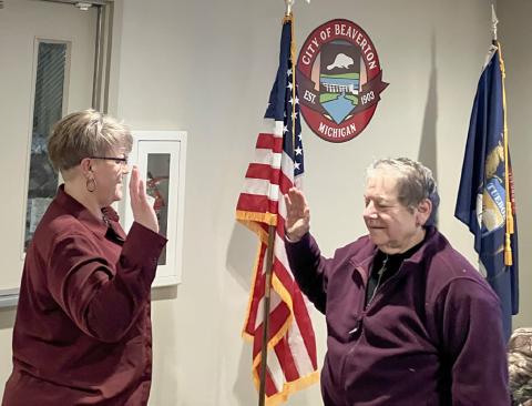 City Manager Shannon Sirpilla swore in Christine Gerace, who was re-elected to her position.