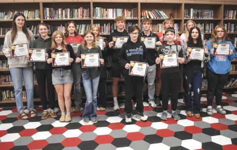 April’s BJSHS Students of the Month include: Taryn Roberts, Ashliegh Sites, Jocelynn Spencer, Jaley Stoike, Cecilia Coppola, Jo Corlew, Jack Blades, Anthony Griffin, Caden Snyder, Brady Cross, James Andrist, Liberty Dillion, Aubree Favel and Elizabeth Drews. Not pictured are Deygan Grzesiak and Sophia Ouellette.