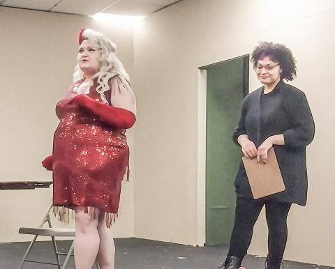 Sam Donaldson and Alex Ross rehearse for GAFT’s murder mystery, I Love You To Death.
