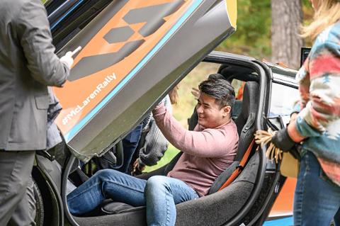 An attendee experiences what it’s like behind the wheel of a McLaren at a prior Northwood University International Auto Show. Some of the highlighted vehicles at this year’s show will include the Ferrari LaFerrari, Koenigsegg Agera RS, and Hennessey Venom F5. The show also will feature expanded entertainment offerings.
