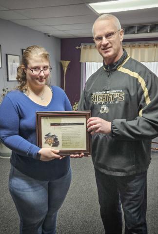 Pictured is Kimberly Khanafer and Sheriff Mike Shea.