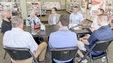 Pictured left to right are: Cheila Halsey, owner of Countryside Pharmacy in Stanton, Edmore and Lakeview; Miguel Rodriguez, EVP of American Pharmacies; Tom Kunse, State Rep (R), Clare; John Gross, owner of J Gross, Pharmacy Group (Gateway Pharmacy, Eagle Pharmacy, Harrison Family Pharmacy, Beaverton Family Pharmacy, Flint Family Pharmacy, Swartz Creek Pharmacy); and Josh Gross, Director of Pharmacy J Gross Pharmacy Group.
