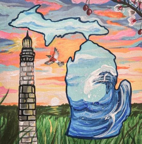 Winner of the 2024 State Of The State Art Contest, Vivian Kern of Bay City Central High School, 11th Grade.