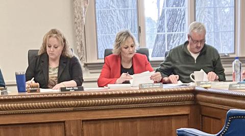 Interim City Administrator Kimberly Hines had a seat at the table between Mayor Sarah Kile and Council Member John Caffrey Monday at the Regular Meeting of the Gladwin City Council.