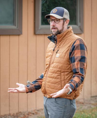 DNR senior lands program manager Patrick Mohney talks about public lands at Sleepy Hollow State Park. DONTÉ SMITH