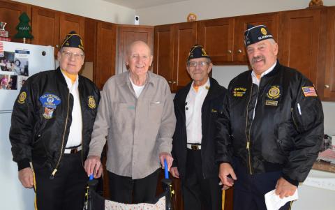 The Gladwin American Legion Post 171 and Auxillary went to the area assisted living homes and presented veterans there with a Christmas package and spoke to them about their military service. The Veterans were thanked for their service and saluted. The homes visited were: Gladwin Pines, Gladwin Living and Rehab, The Brook, Horizon, and Heavenly Homestead. This was initiated last year with the help of Cheryl Steele, from West Branch, and we wanted to continue it as it is a very rewarding experience.