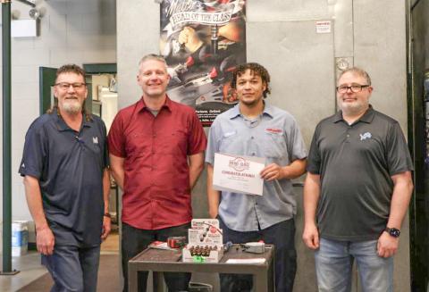 Pictured, left to right, are: Ron Holmes, HRA Full-Time Faculty; Shawn Troy, Dean of Workforce &amp; Career Education; Darion Artis; and Casey Schmid, HRA Full-Time Faculty.