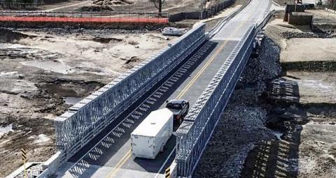 Temporary bridge pictured on M-30.
