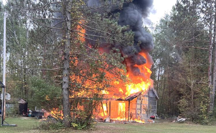 Pole barn ablaze on Saturday