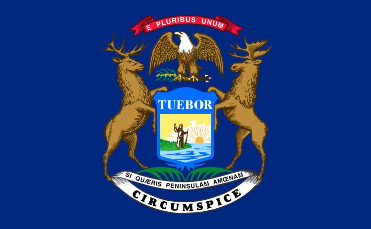 Michigan’s state flag is based on the state’s 1835 coat of arms.