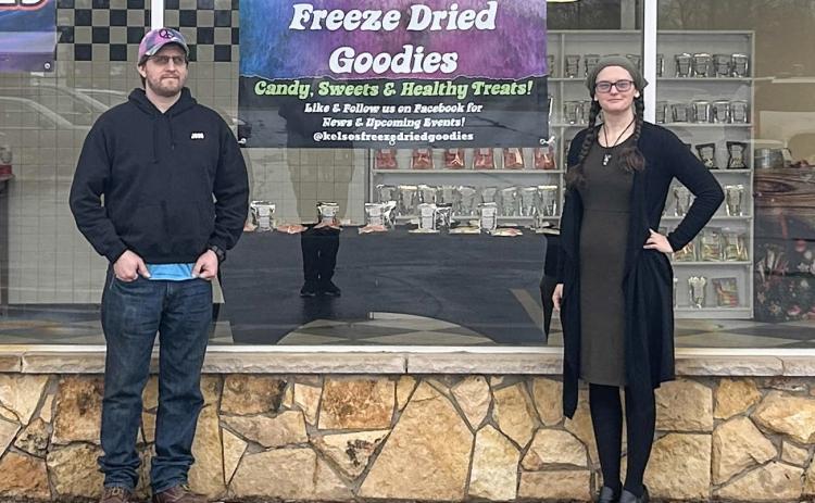 Kelsey’s boyfriend and co-worker, Josh Aspell (left), and Kelsey Cody (right) outside of Kelso’s Freeze Dried Goodies, located at 1210 N. State Street.