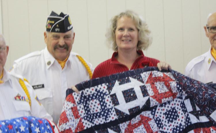 From left to right: Jerome Allen, U.S. Navy; Post 171 Commander James Volant; Nancy Pnacek; Richard Diechman, U.S. Marine Corps.