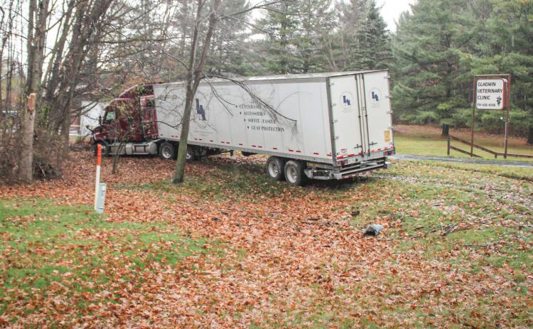 Semi-truck goes off-road in accident