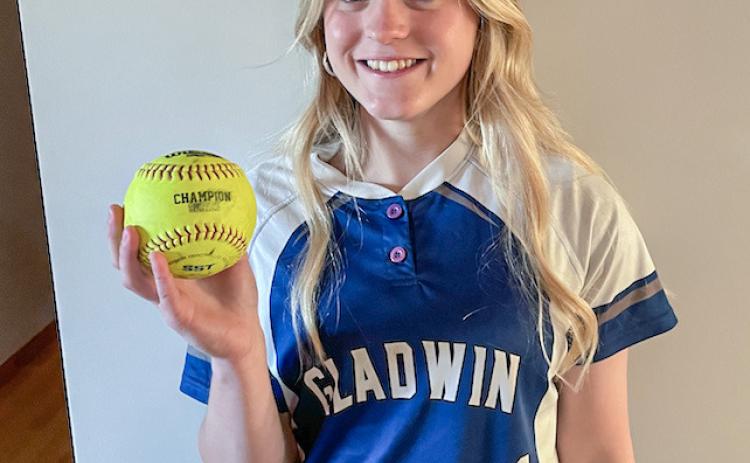 Special congratulations to Gladwin Flying G’s softball member Maddie Cantrell for hitting the first home run of her high school career.