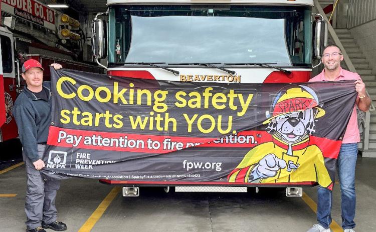 Beaverton Fire Chief Phil Andrist and State Farm Agent Brent Mishler. BEAVERTON