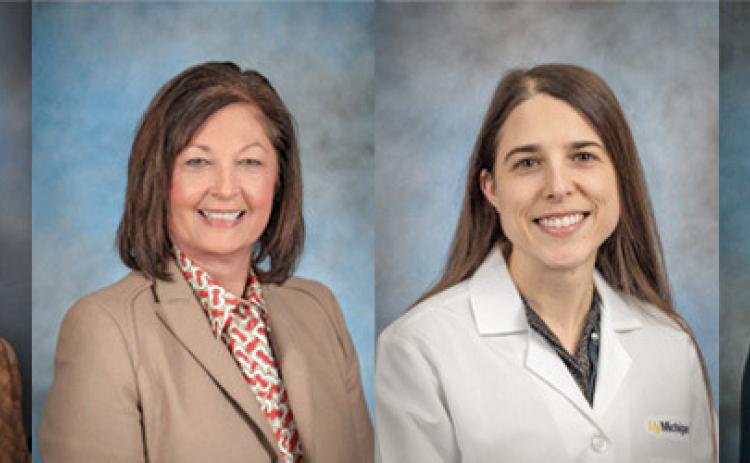 Pictured from left to right: MyMichigan Health Internal Medicine Physician Madhura Mansabdar, M.D., Registered Nurse Jennifer Felten, R.N., B.S.N., Oncology Dietitian Kelly Davis, R.D.N., C.S.O., and Oncologic Physical Therapist Jennifer Root, P.T., D.P.T., C.L.T.-L.A.N.A.