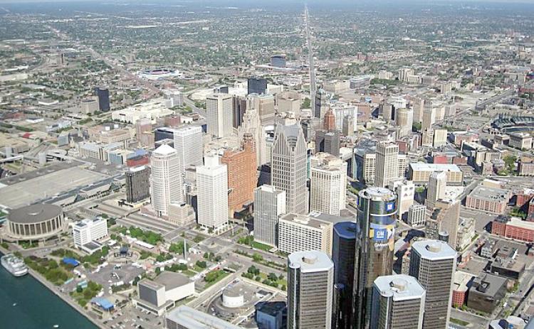Detroit Aerial: An aerial view of Detroit in summer. ROBERT THOMPSON/WIKIMEDIA COMMONS