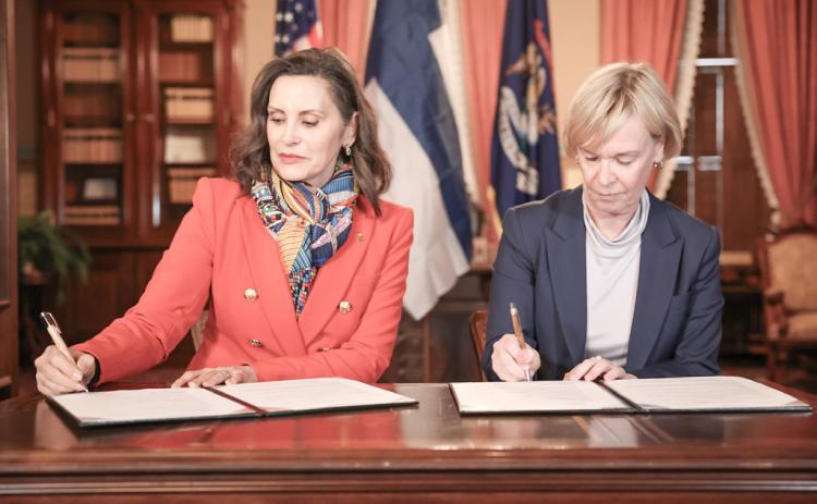 Pictured are Michigan Governor Gretchen Whitmer and Ambassador of Finland to the United States Leena-Kaisa Mikkola.