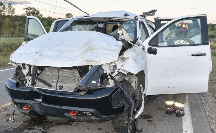 This 2021 Chevy Silverado was involved in a single vehicle, personal injury rollover crash Sunday in Butman Township.