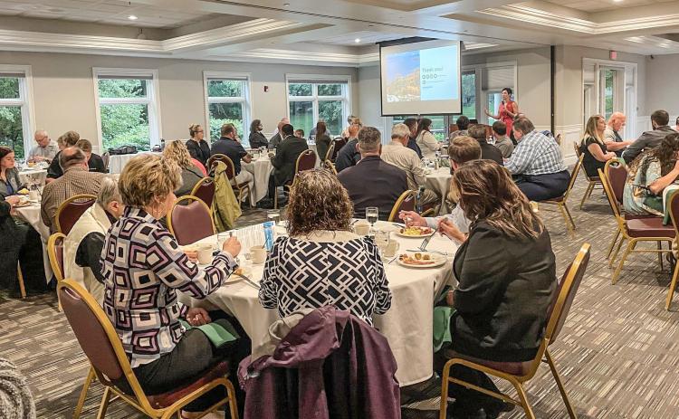 Director of the Office of Rural Development Sarah Lucas speaking at the Regional 2023 Gladwin County Breakfast at Riverwalk Place. PROVIDED BY THE MIDDLE MICHIGAN DEVELOPMENT CORPORATION