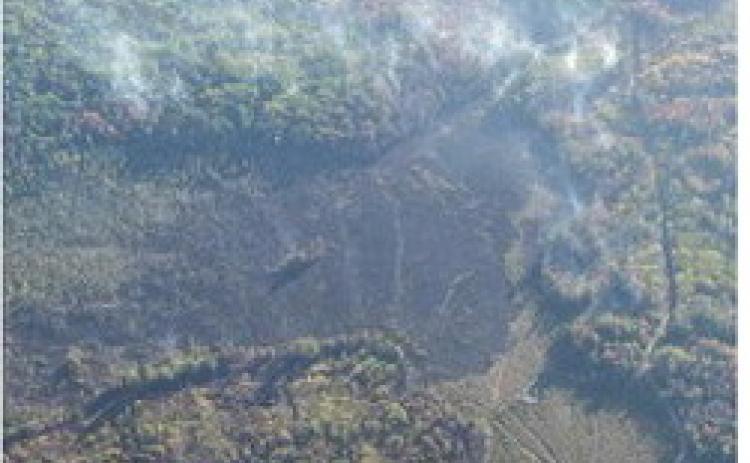 Aerial view of 2025 Roscommon County fire. The public is urged to use caution amid extreme fire danger this fall.