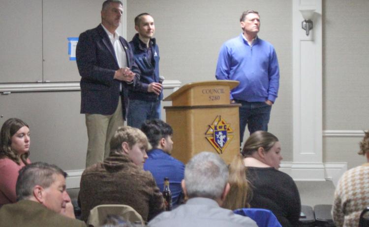 From left to right are State Representative Mike Hoadley, State Representative Bill G. Schuette, and Senator Roger Hauck speaking at the Gladwin County Chamber of Commerce Legislative Breakfast that took place on March 8.