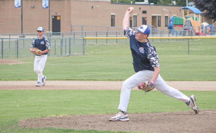 Karsen Reid delivers for the Gladwin Lightning during last weekends 31st Annual Bernard Barnes Baseball Invitational.