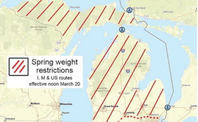 Weight restrictions remain in effect for parts of the state north of the dotted line. DEPARTMENT OF TRANSPORTATION