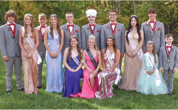 Pictured is the Beaverton Junior/Senior High School (BJSHS) Homecoming Court, which includes sophomores, Landon Love and Emily McCann; juniors, Caiden Loar and Reese Mishler; seniors, Gabe Drudge and Aniston King, Mason Ptak and Adalee Martin, and Layk Woodruff and Karley Fischer; and freshmen, Benjamin Zdrojewski and Charity Danielak; Prince, Oliver Schultz (son of Jason and Brittany Schultz) and Princess, McKinley McCann (daughter of Dwight and Casey McCann).