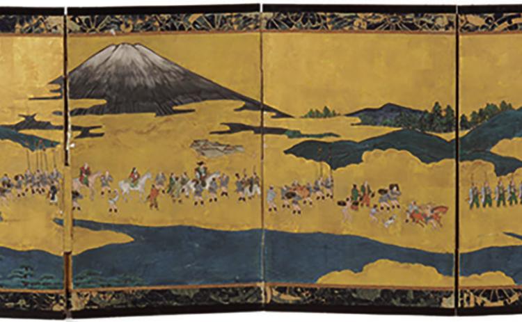 Mount Fuji may be in the background of this paneled screen, but its size and iconic appearance make its impact enormous. TREMONT AUCTIONS