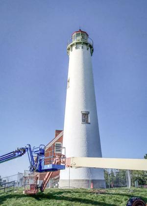 Once the brick exterior was patched, a historic whitewash was applied from top to bottom. The lighthouse is now better preserved and more historically accurate. MIHM ENTERPRISES, INC.