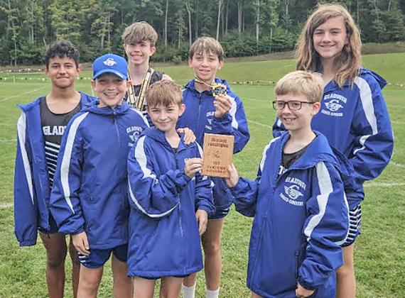 The Gladwin Junior High School boys team with their second place plaque.